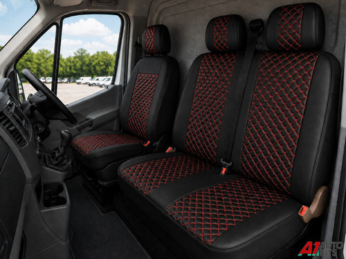 Red diamond stitch black - red,